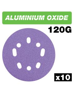 U*AB/125/120A - Aluminium Oxide Random Orbital Sanding Disc 120 Grit 125mm 10pc