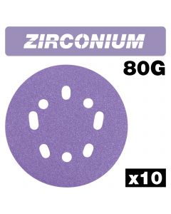 U*AB/125/80Z - Zirconium Random Orbital Sanding Disc 10pc 125mm 80 grit