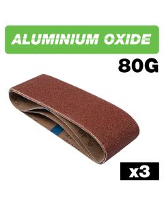 U*AB/B75/80A - Aluminium Oxide Sanding Belt 80 Grit 75mm x 457mm 3pc