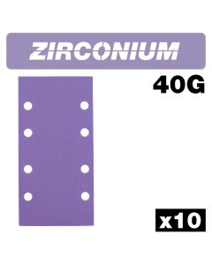 U*AB/THD/40Z - Zirconium 1/3 Sheet Sanding Sheet 10 pc 93mm x 185mm 40 grit